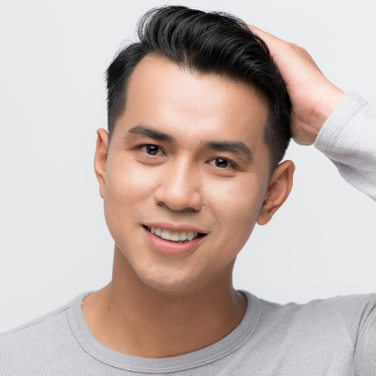 Handsome Asian Man with Healthy Hair