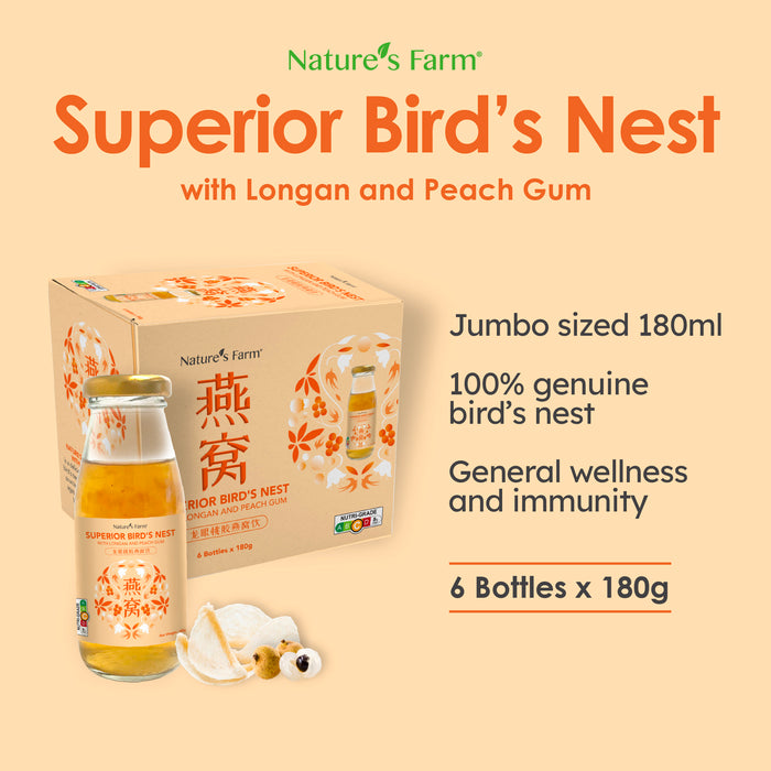 Nature's Farm® Bird’s Nest Longan Peach Gum 8% 180ml x 6s