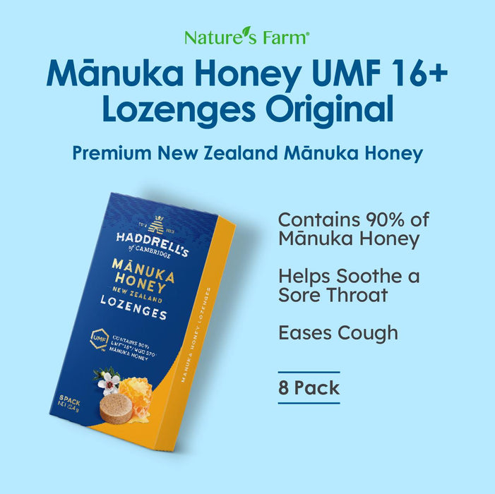 Haddrell's of Cambridge Manuka Honey UMF® 16+ Lozenges Original, 8s