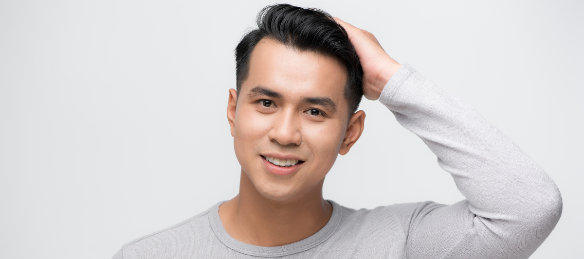 Handsome Asian Man with Healthy Hair 