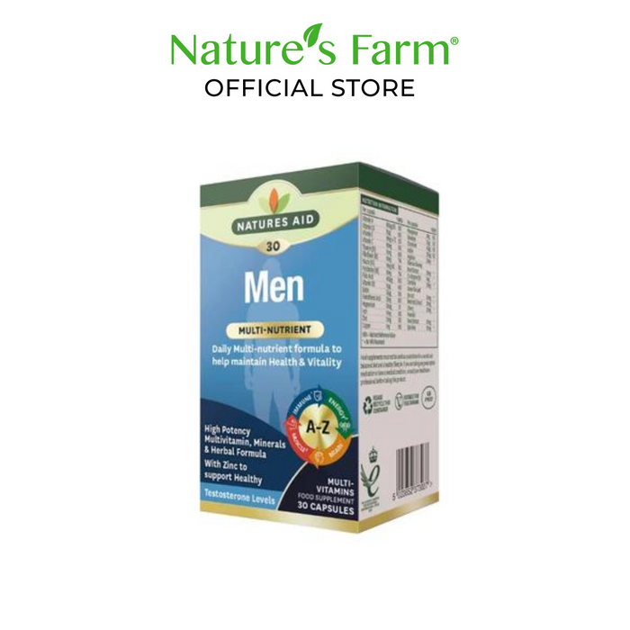 Natures Aid Men's Multi-Vitamins & Minerals (with Superfoods) 30s