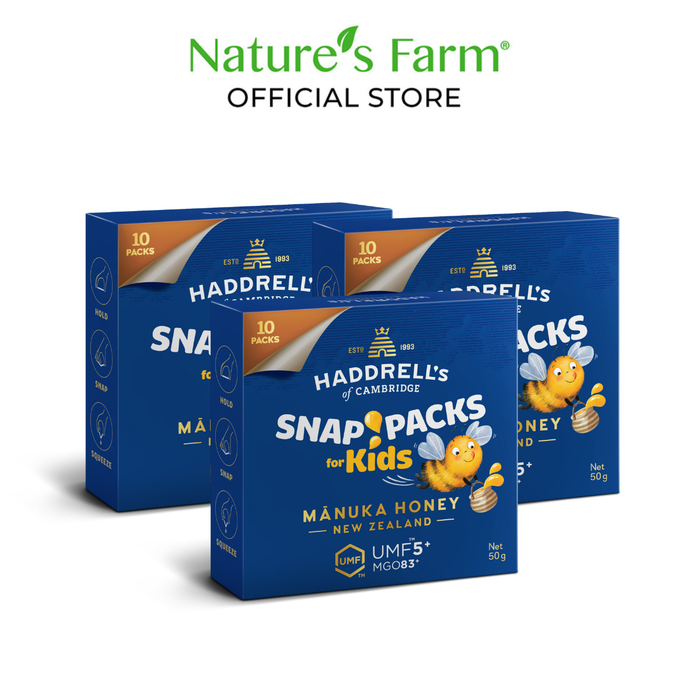 [Bundle of 3] Haddrell's of Cambridge Snap Packs for Kids UMF 5+ Mānuka Honey