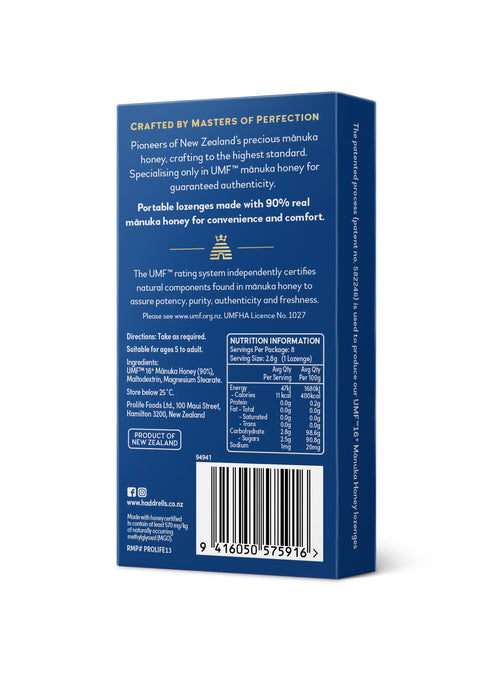 Haddrell's of Cambridge Manuka Honey UMF® 16+ Lozenges Original, 8s