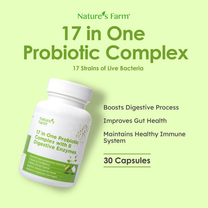 Nature's Farm® 17 in One Probiotic Complex with 8 Digestive Enzymes 30s