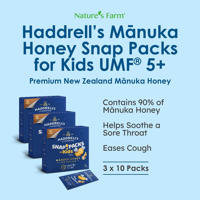 [Bundle of 3] Haddrell's of Cambridge Snap Packs for Kids UMF 5+ Mānuka Honey