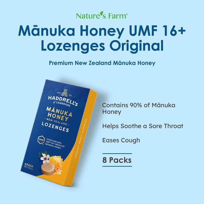 Haddrell's of Cambridge Manuka Honey UMF® 16+ Lozenges Original, 8s