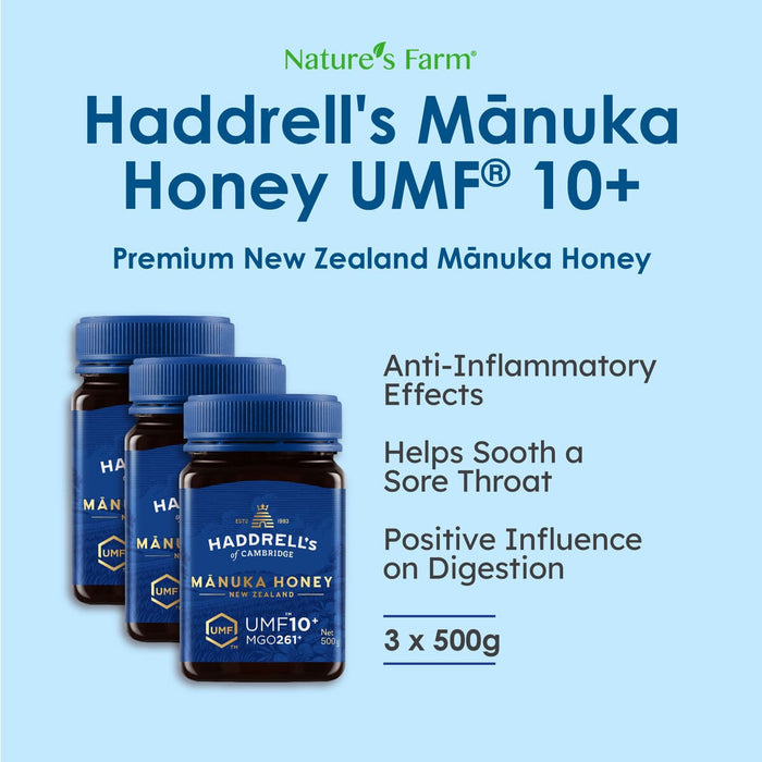 [Bundle of 3] Haddrell's of Cambridge Manuka Honey UMF 10+ 500g