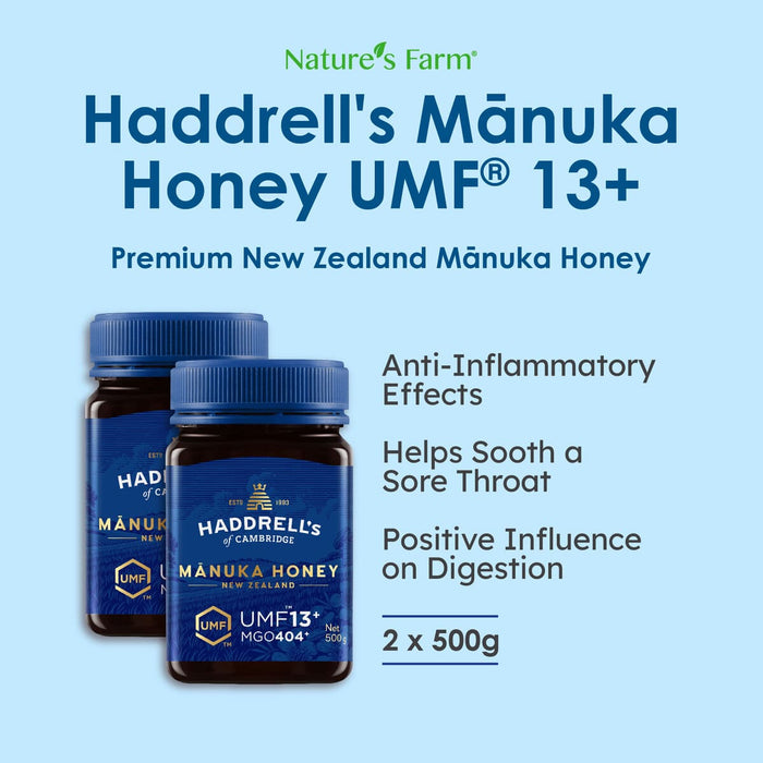 [Bundle of 2] Haddrell's of Cambridge Manuka Honey UMF® 13+ 500g