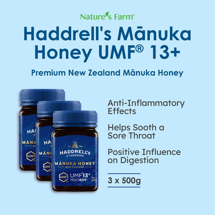 [Bundle of 3] Haddrell's of Cambridge Manuka Honey UMF® 13+ 500g