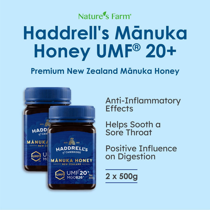 [Bundle of 2] Haddrell's of Cambridge Manuka Honey UMF® 20+ 500g