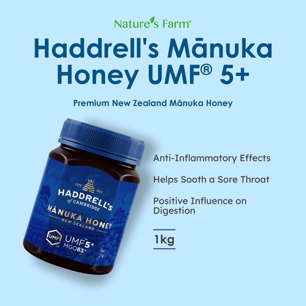 Buy Haddrell's of Cambridge Manuka Honey UMF 5+ 1kg Singapore