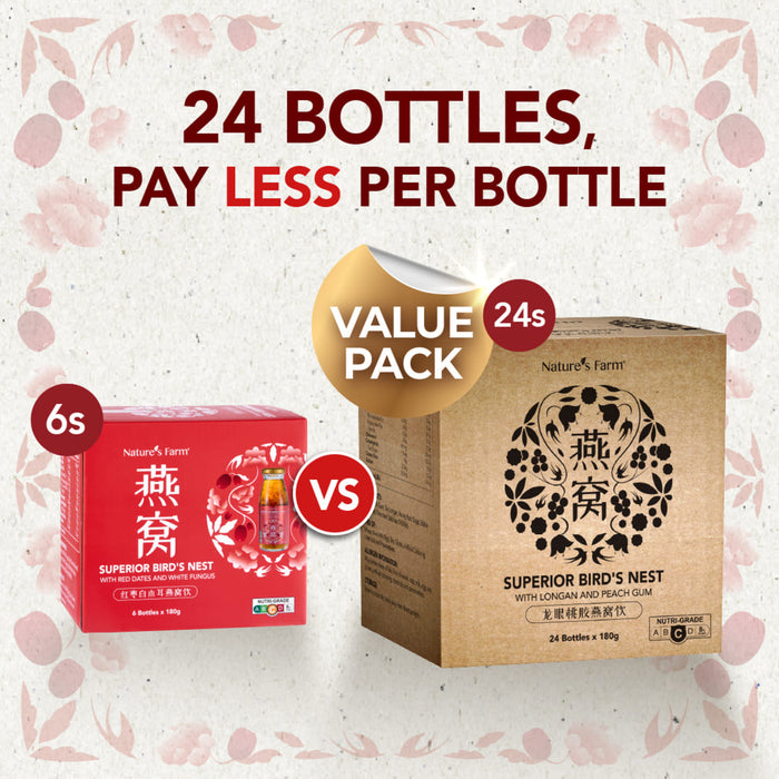 Nature's Farm® Superior Bird's Nest with Red Dates & White Fungus 180ml 24s (Carton Pack)